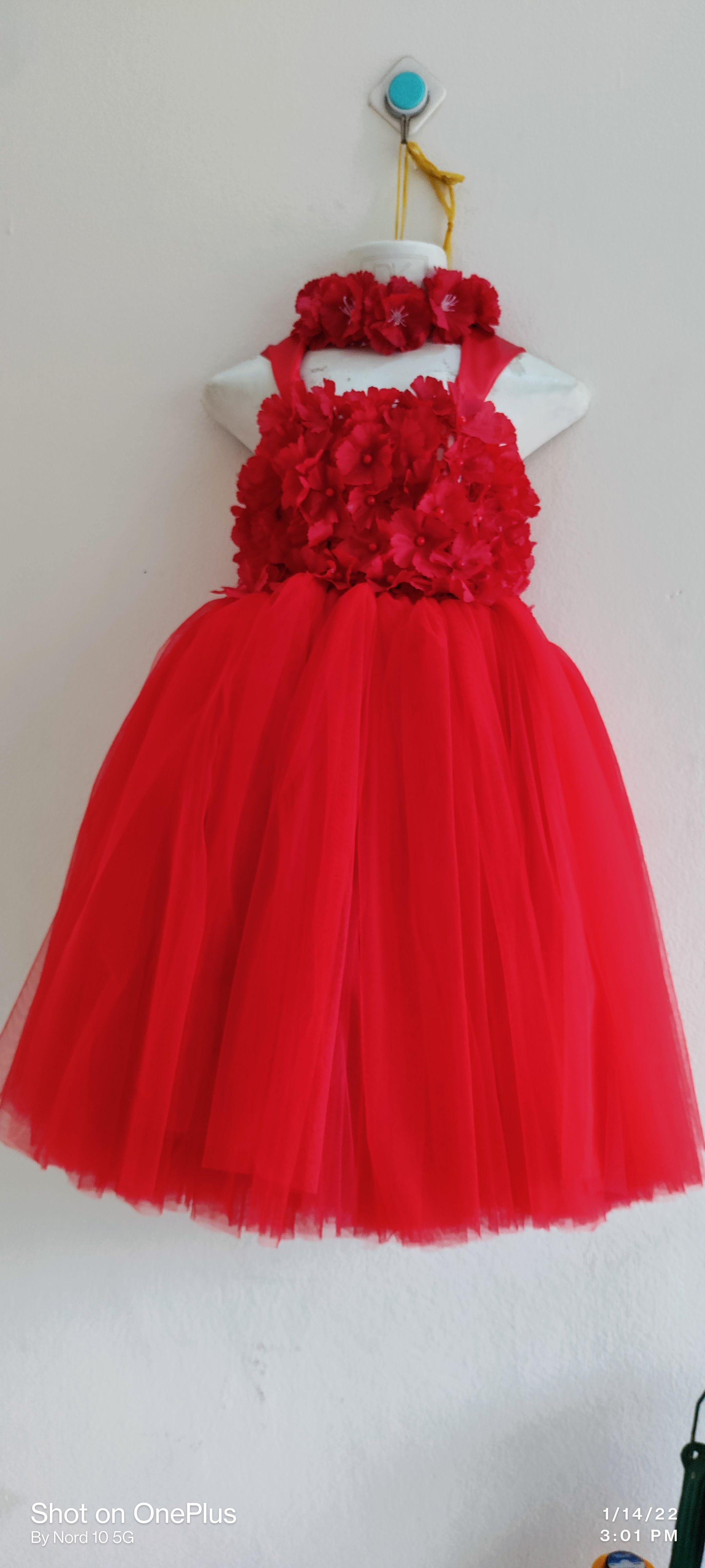Red party dress /floral tutu dress