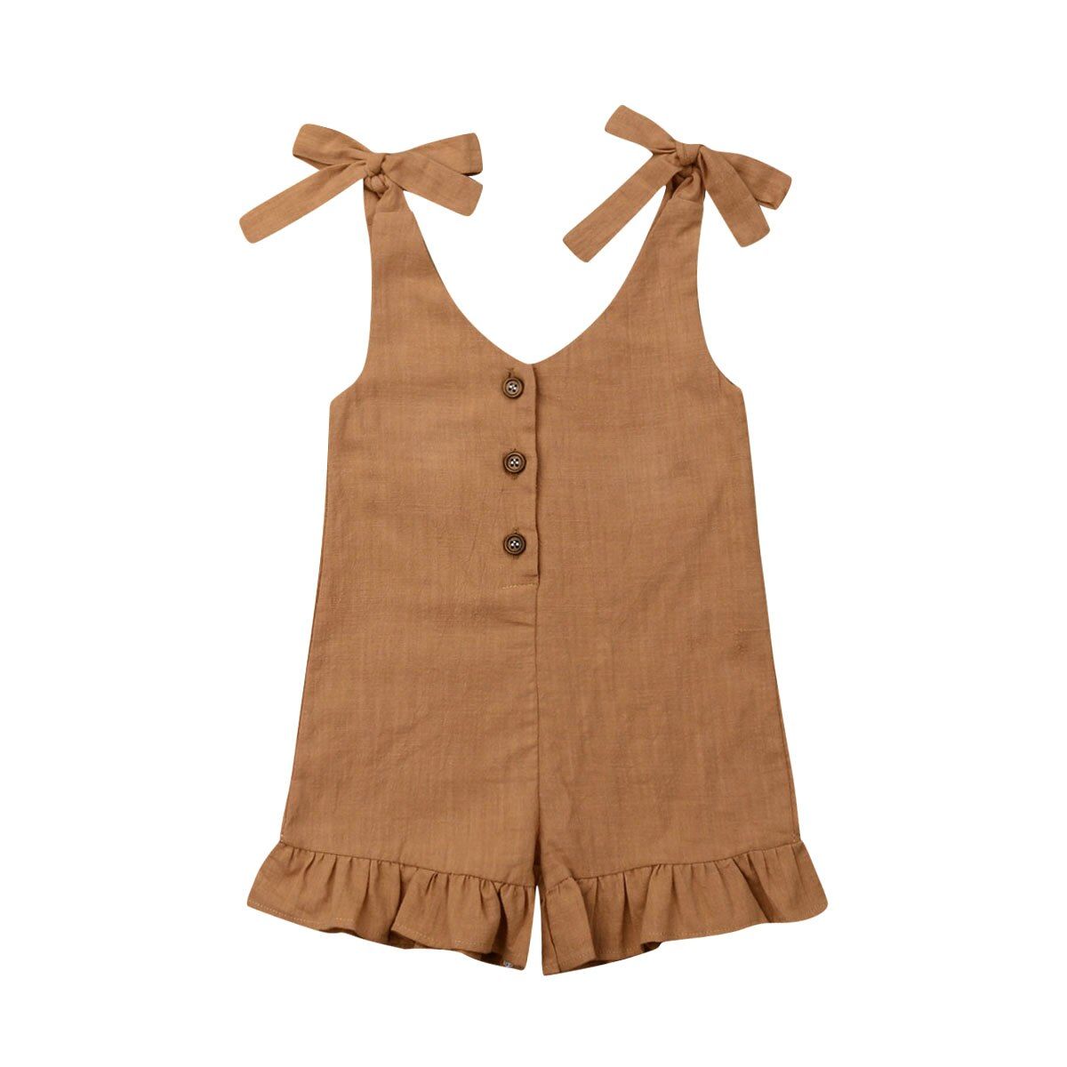 2019 Baby Summer Clothing Kids Baby Girl Strap Romper Clothes Ruffle Sleeveless Belt Solid One-Pieces Bib Overalls Outfits 1-6Y