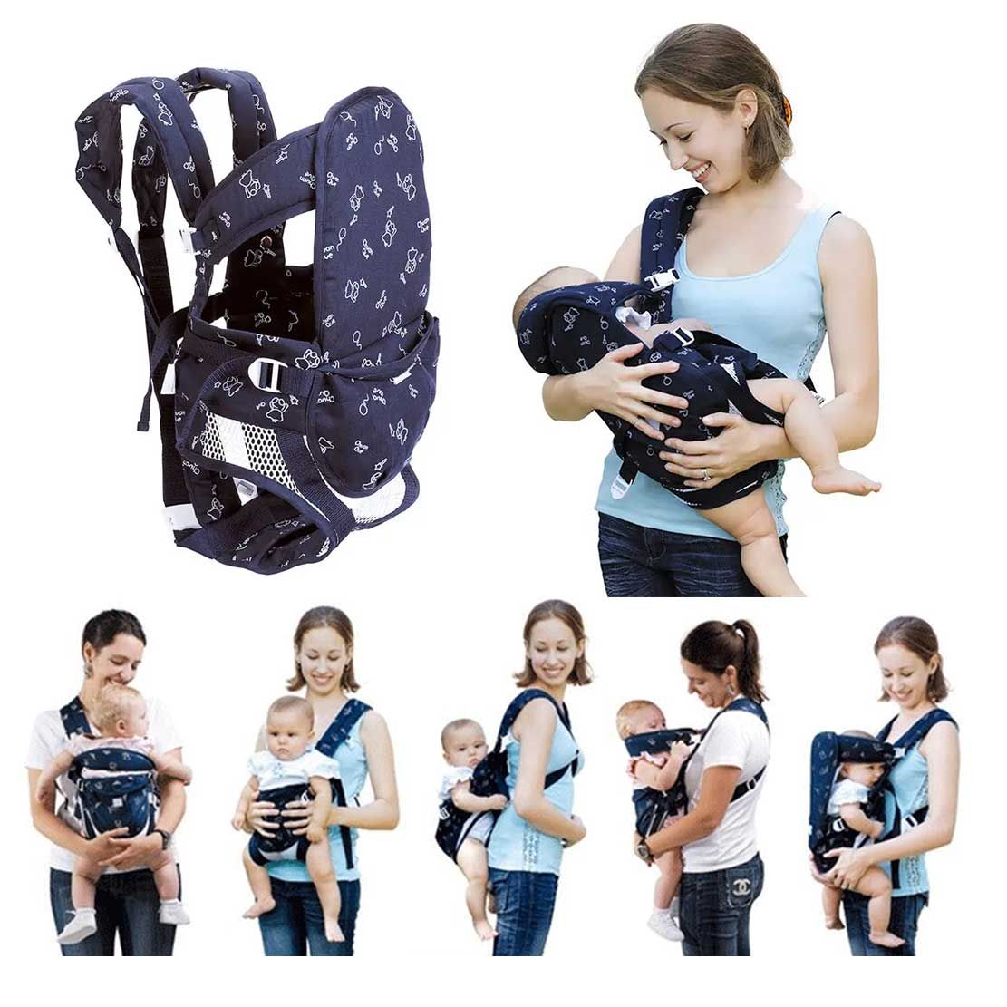 6 in 1 Multi-Function Baby Carrier - BLACK