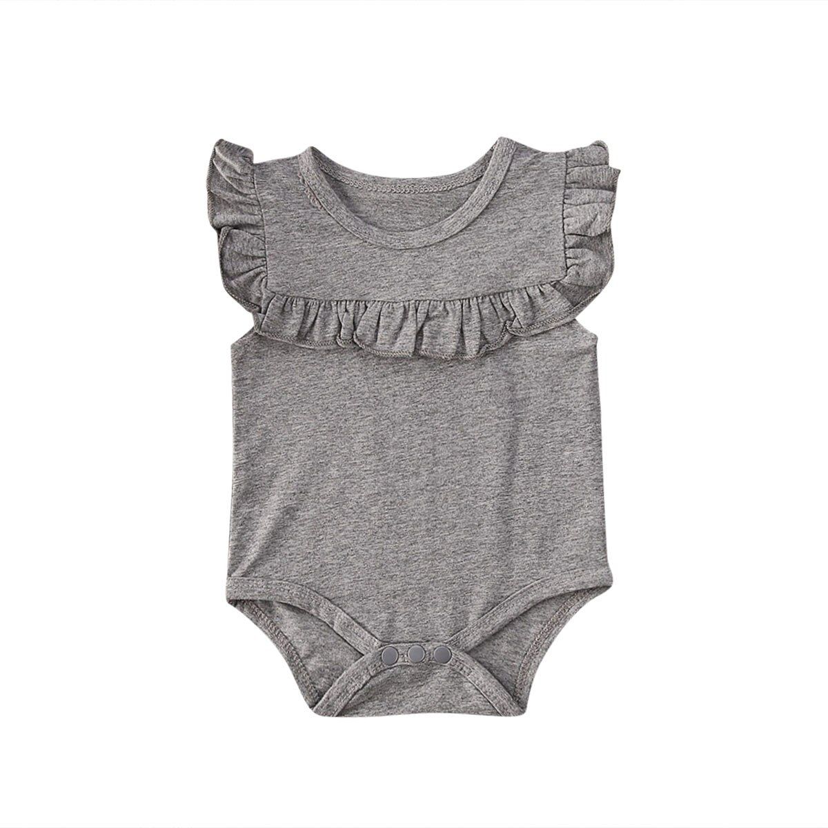 2020 Baby Summer Clothing Newborn Baby Girl Clothes Ruffled Sleeveless Bodysuit Solid Playsuit Jumpsuit Outfits Sunsuit