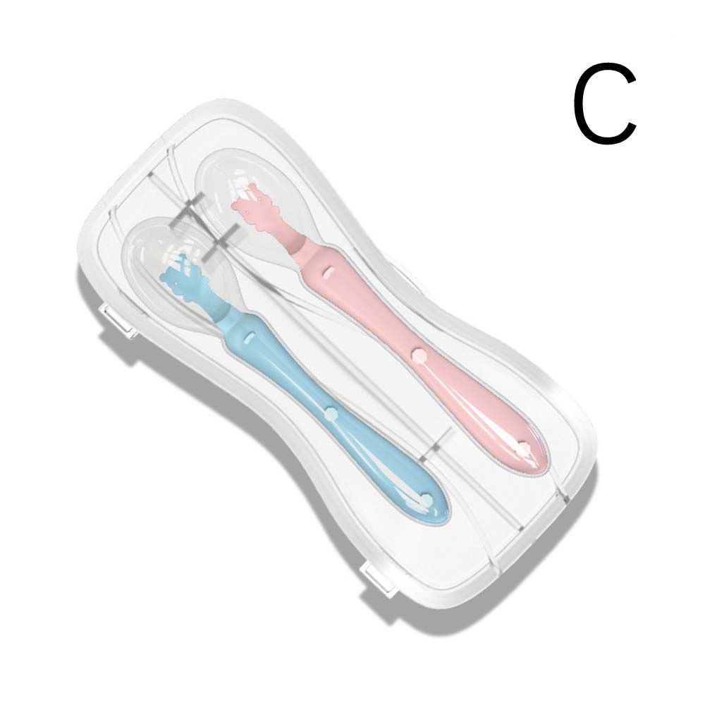 【BestGO】Soft Safe Children Non-toxic Infant Baby Baby Spoon Silicone Baby Utensils Feeding Flatware