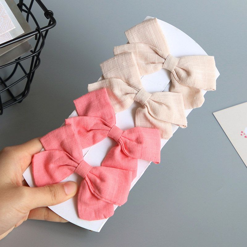 4 Pcs/Set Baby Hair Clips For Girls Bows Solid Color Kids Hairpins Children Bb Clips Barrettes Baby Hair Accessories Headwear