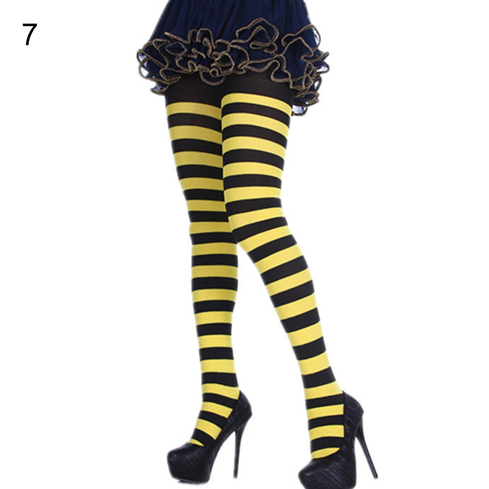 Christmas Stockings Striped High Elasticity Lady Vintage High Waist Pantyhose Cosplay Costume