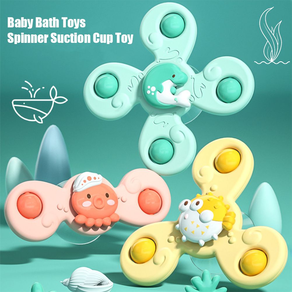 Baby Bath  Spinner Suction Cup  Baby Spin Top Bath  The Ocean Park Sucker Spinner Suction Fun Dining Table Chairs Children Bath Fidget Spinner