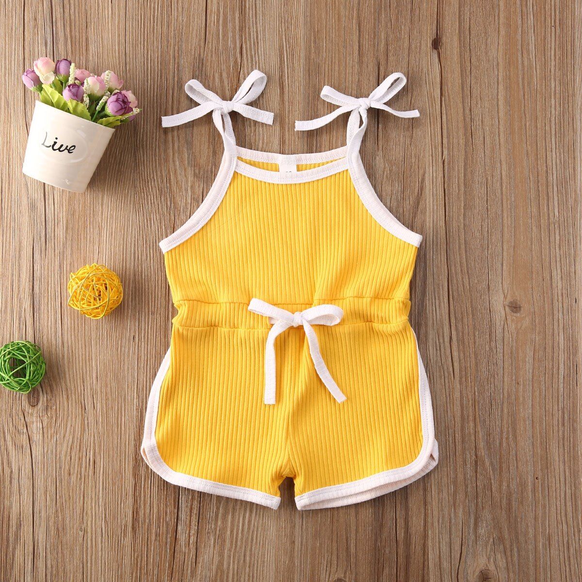 Summer Kids Toddler Baby Girls Sleeveless Bandage Ribbed Knitted Rompers Jumpsuits Overalls Infant Girls Cotton Clothes Outfits