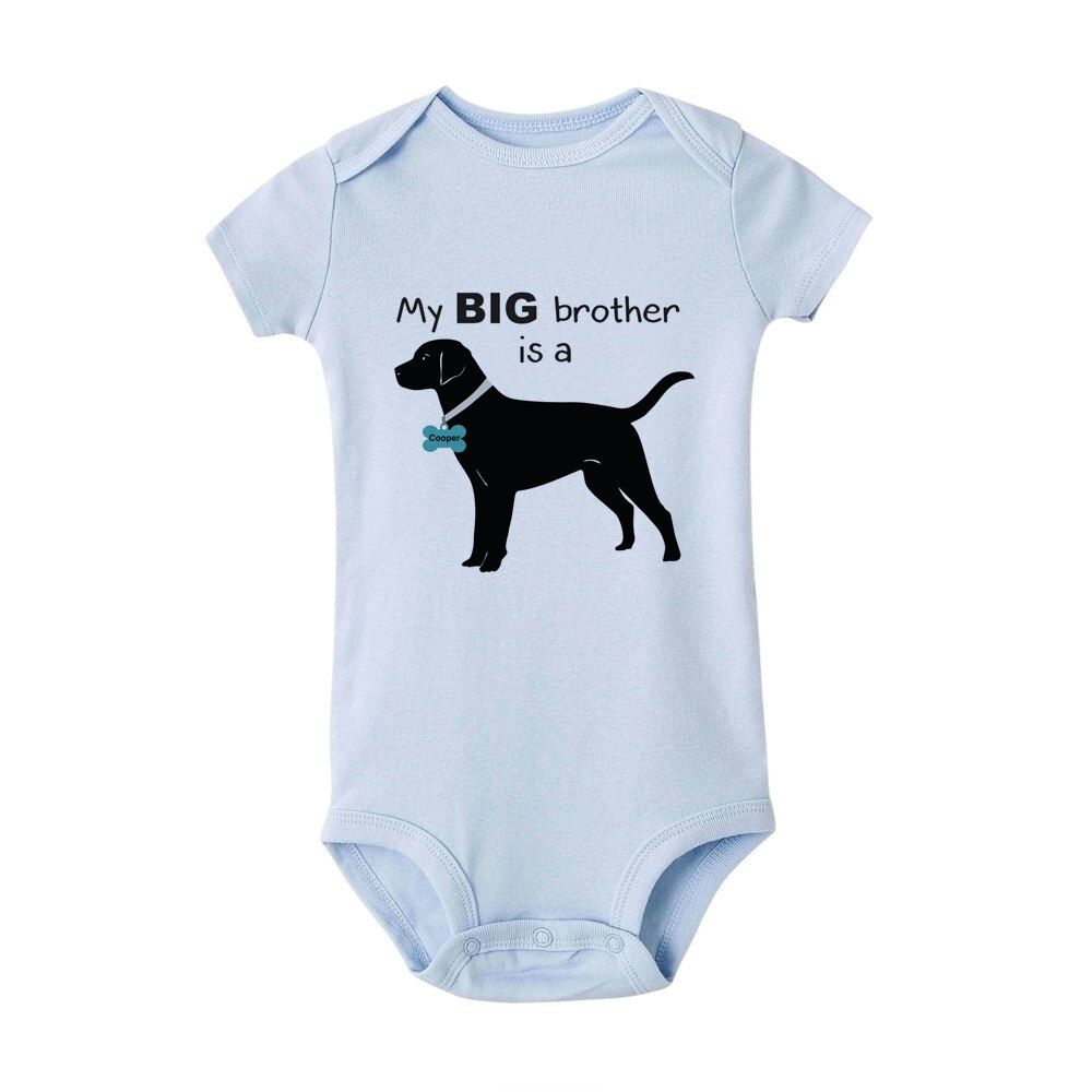 My Big Borther/sister Is A Dog New Summer Newborn Baby Boys Girls Short Sleeve Letter Print Cute Romper Jumpsuit Baby Clothes