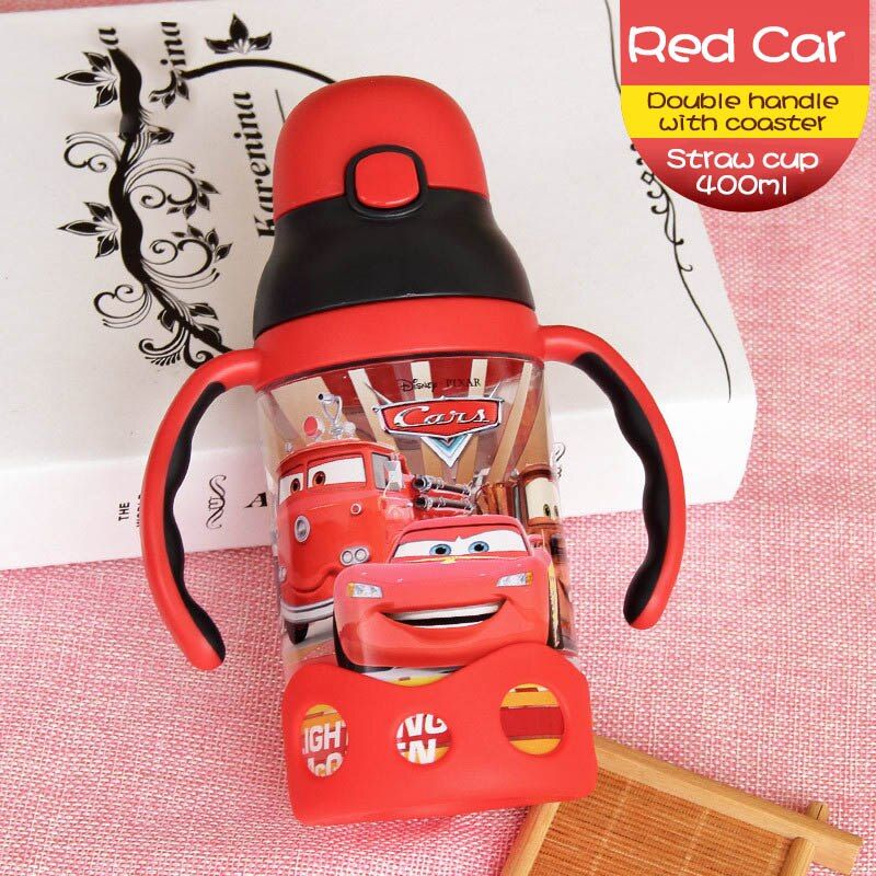 Disney Minnie cup children's sippy cup with handle learn to drink cup baby kettle leak-proof baby drink cup
