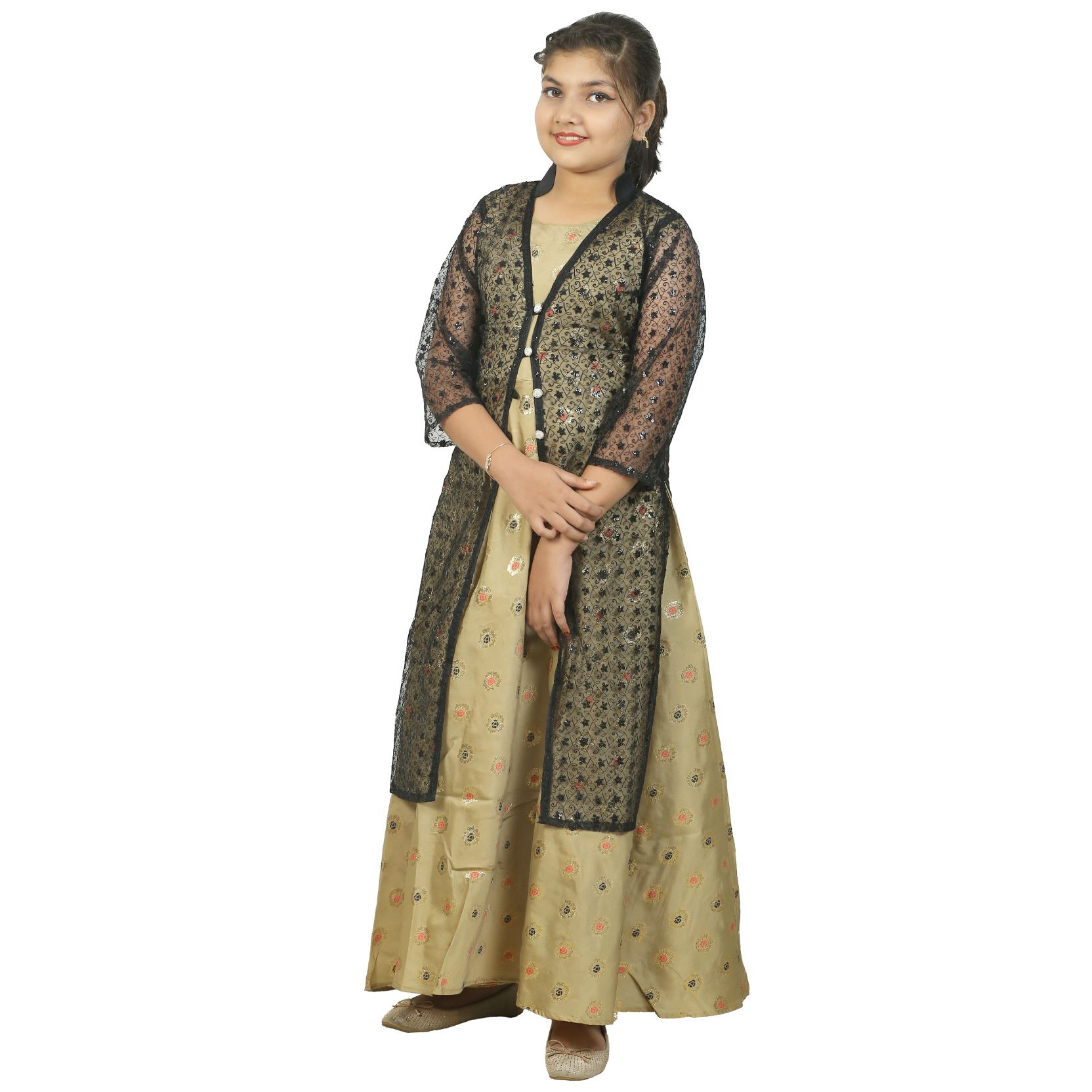 Girls Black Kotti Gown (GSK 373)