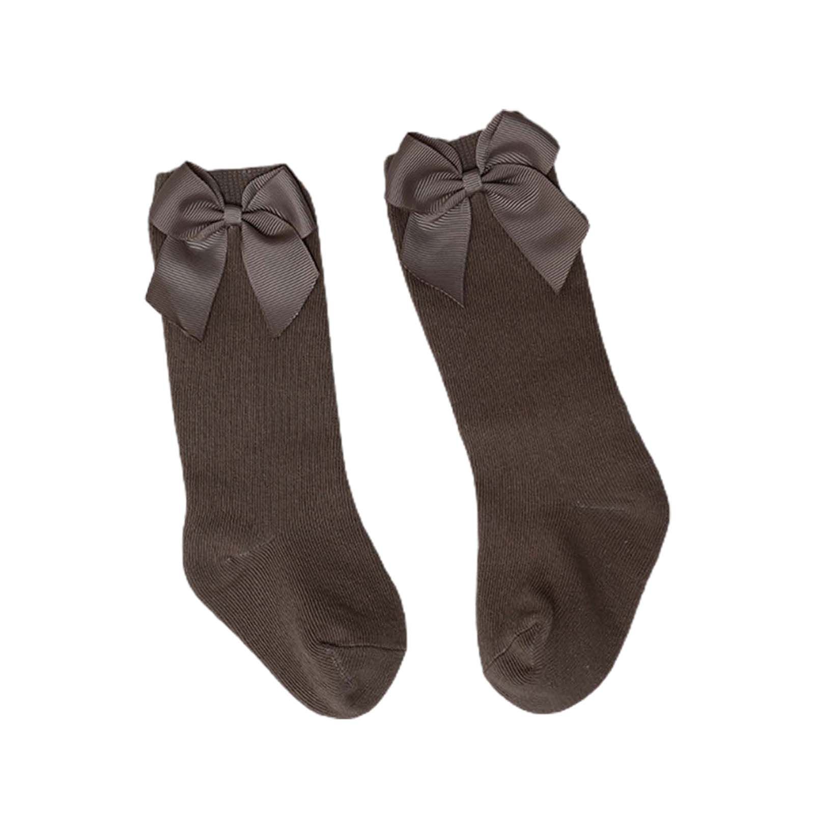 1 Pair Kids Socks Solid Color Bow Boys Girls Sweet Good Elasticity Socks for Party