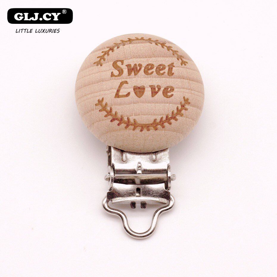 Wooden Pacifier Clip Does 5PCs Not Contain Chemical Composition Two Letter Printing DIY Gift Baby Pacifier Chain Accessories