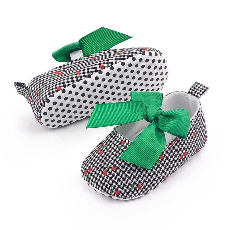 New Cute Bows Baby Girl Shoes Floral Cherry Bowknot Newborn Princess Cotton Shoes Non-slip Soft Sole Toddler Shoes First Walkers
