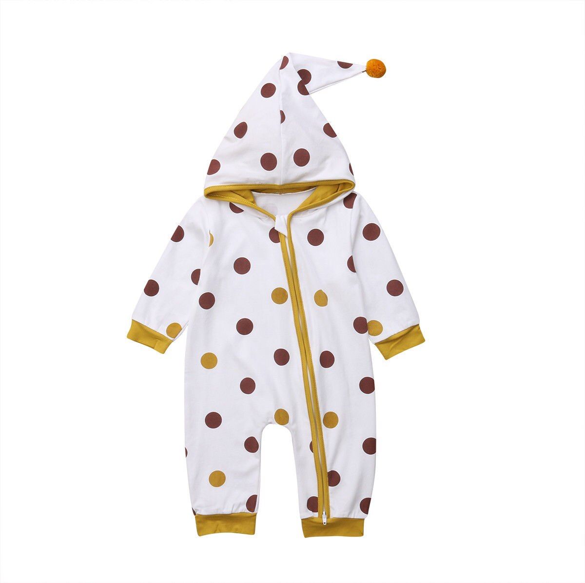 Winter Newborn Hooded Rompers Baby Boys Girls Lovely Cute Dot Print Jumpsuit Fashion Fall Little Baby Kids Clothes Outfits