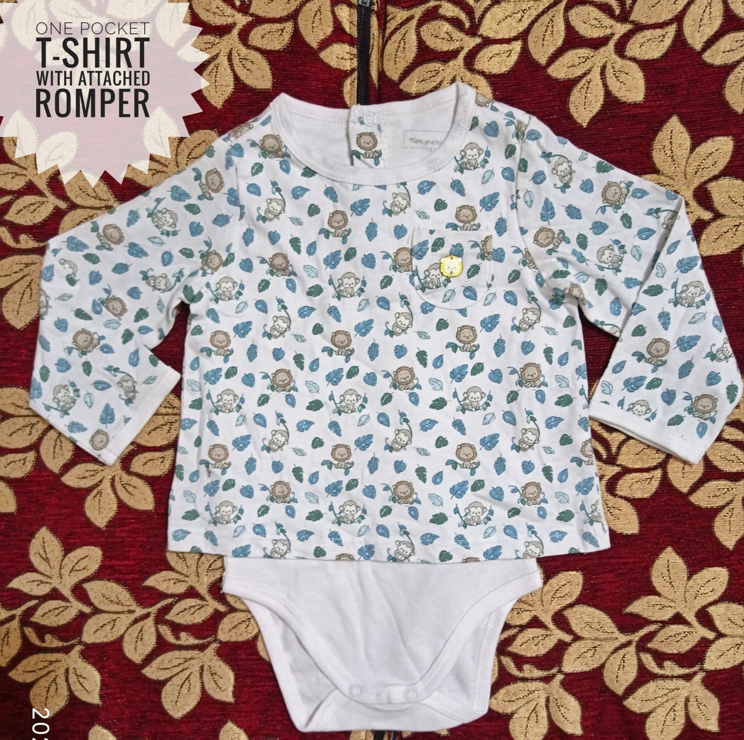 Baby Stylish Romper with frog back button and front pocket