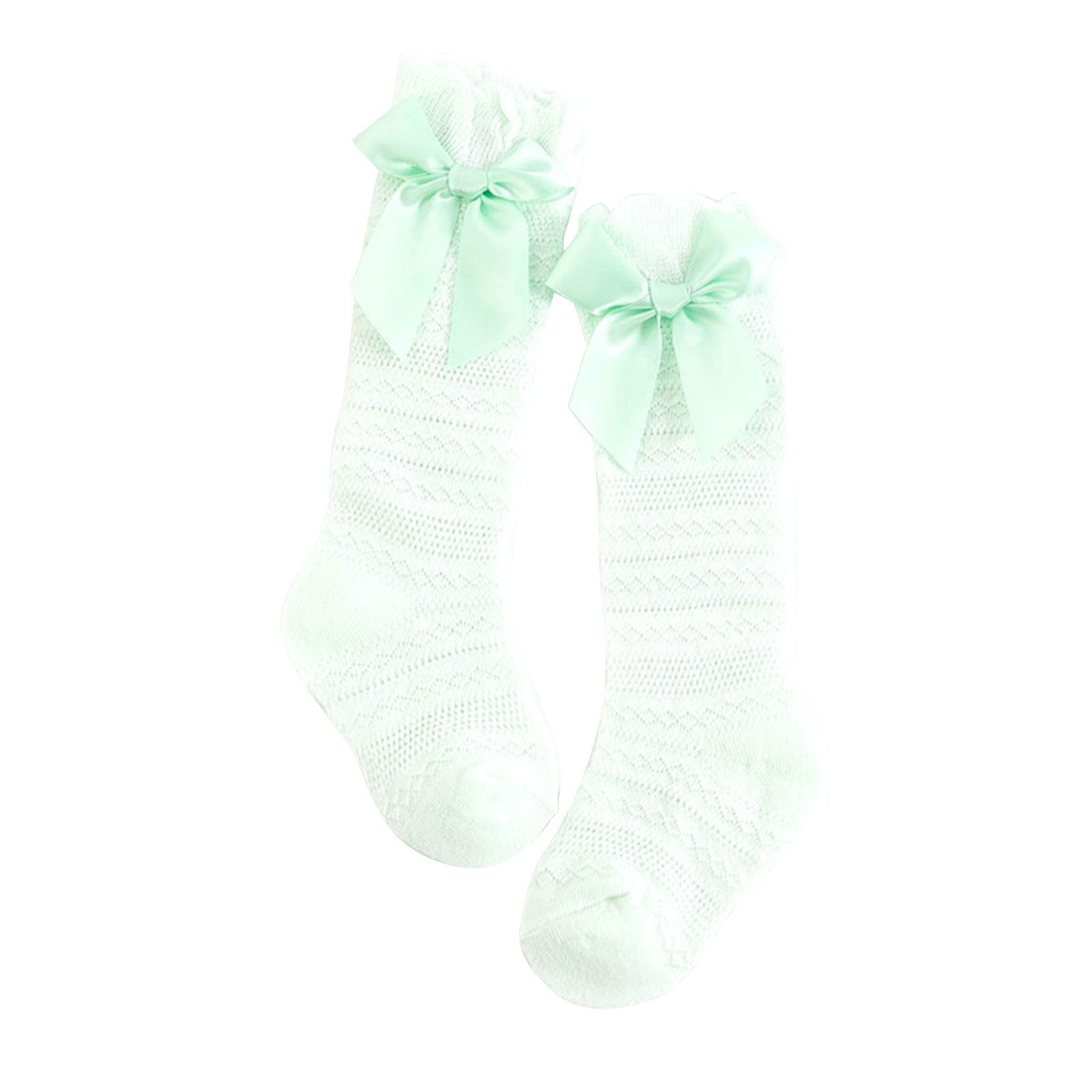 Kids Cotton Socks, Solid Color Bow-Knot Stocking Baby Medium Tube Socks for Spring Autumn, 0-3 Years
