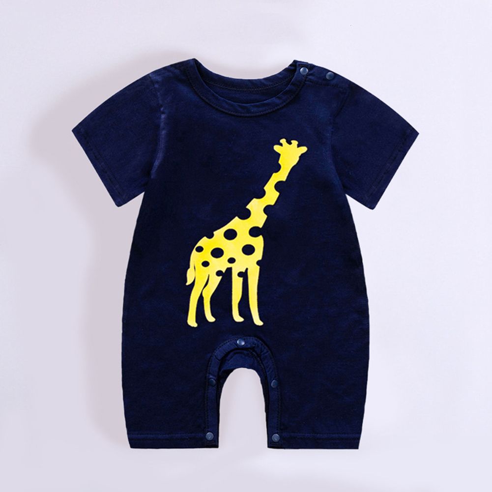 Yfashion Baby  Romper  Jumpsuit Cotton Cute Printed Shoulder Buckle Short-sleeved op Shorts One-piece Coverall color