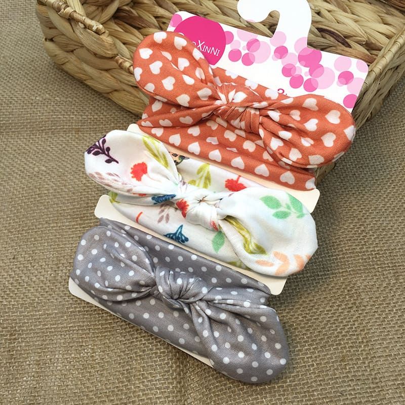3 Pcs/Set Cute Bow Baby Girl Hair Bands for Children Dot Striped Printed Kids Headband Rabbit Ear Infant Turban Baby Accessories