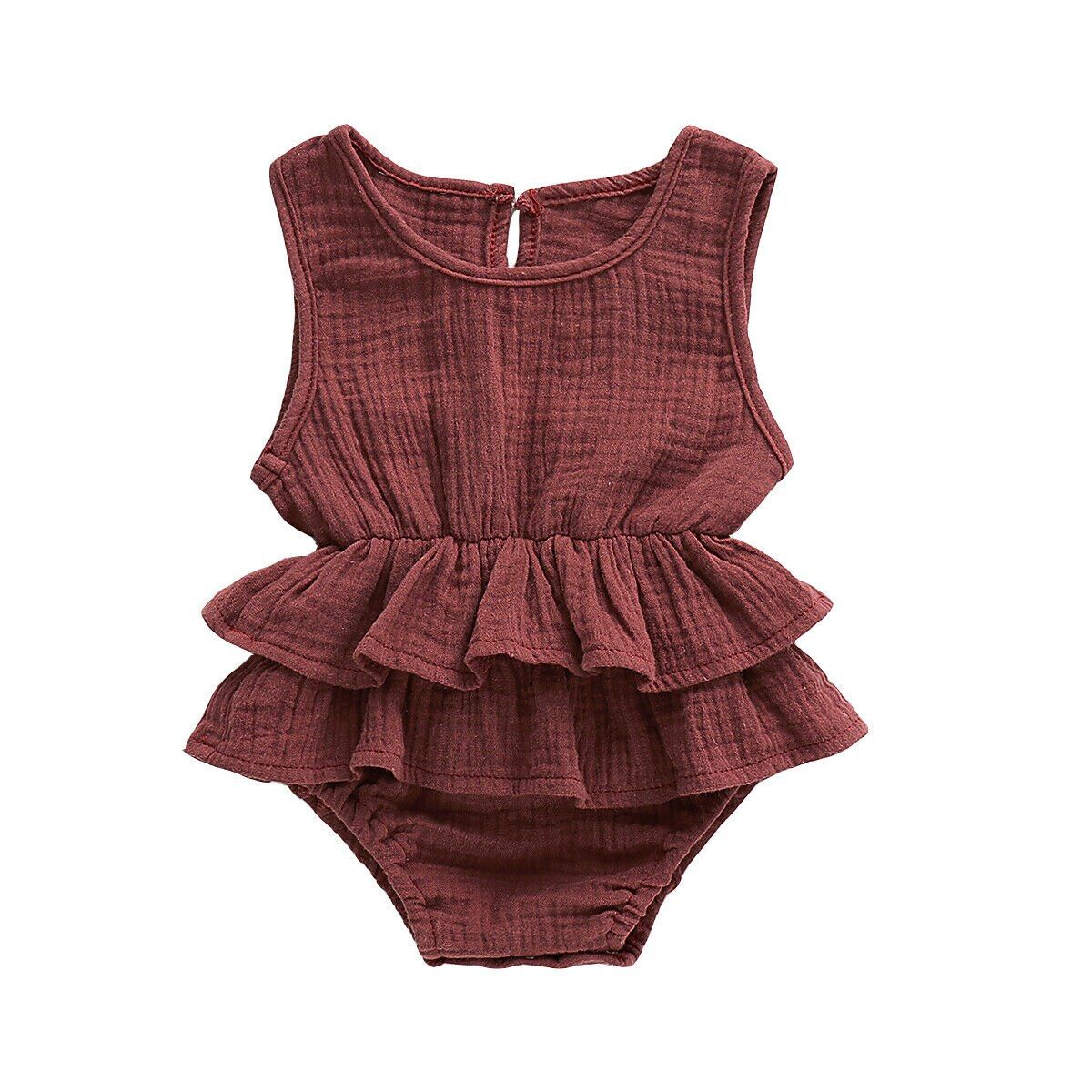 USA Baby Kids Girls Rompers Solid Color Sleeveless Striped Bubble  Tutu Dress Outfit Newborn Infant Baby Clothes Lovely