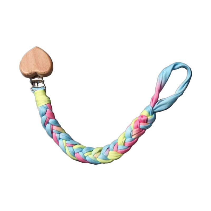 Baby Wood Pacifier Clip Chain Handmade Woven Nipple Holder Infant Teether Soother Leash Strap Toys Shower Gifts