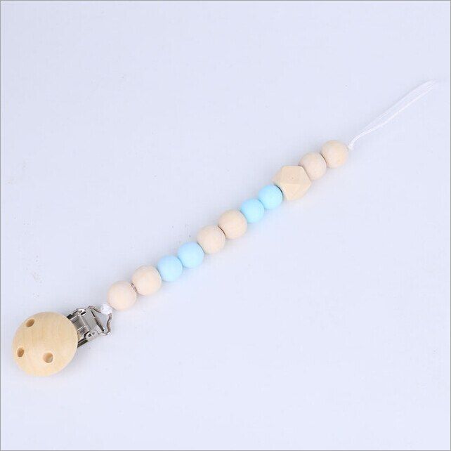 2019 Baby Feeding Accessories 1pc Dummy Clip Pacifier Chain Baby Soother Colorful Wood Crochet Wooden Toy Non-toxic Holder