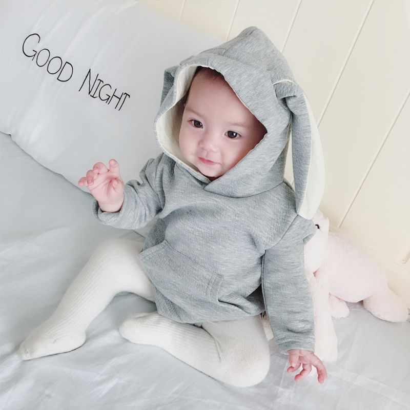 Baby Warm Bunny Ear Romper Hot Fall Winter Rabbit Style Jumpsuit Body Suit 2017 Bebes Baby Boy Girl Hooded Romper 0-2Y