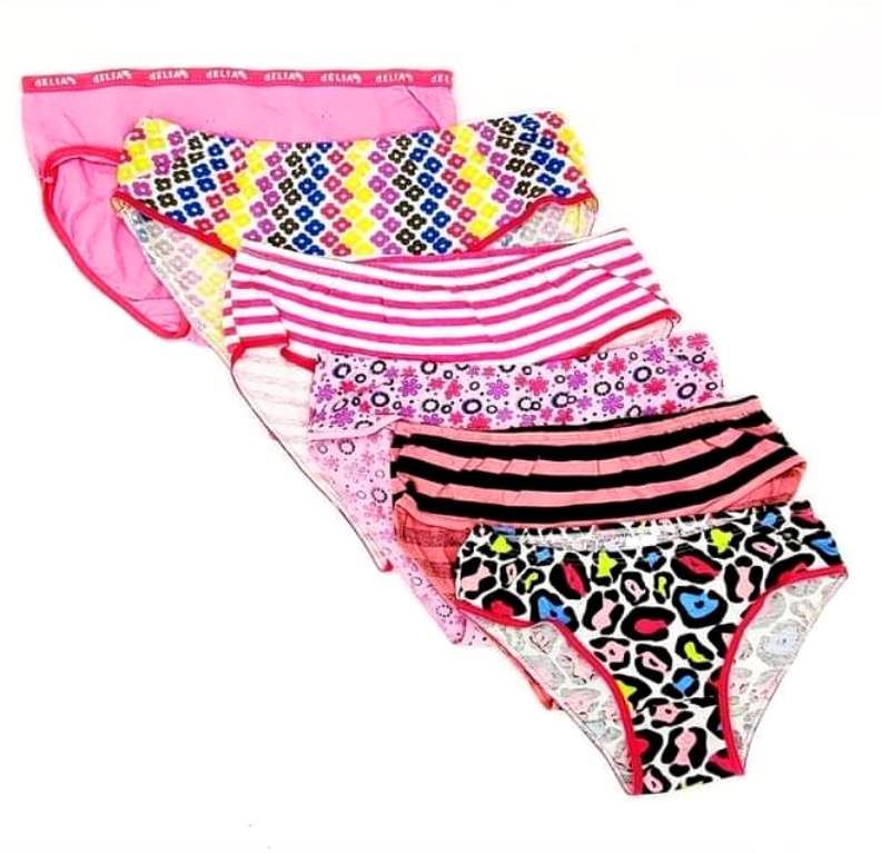 Baby girls panty of Soft Cotton Triangle Briefs for Girl - 6 pics set ( Random Color)