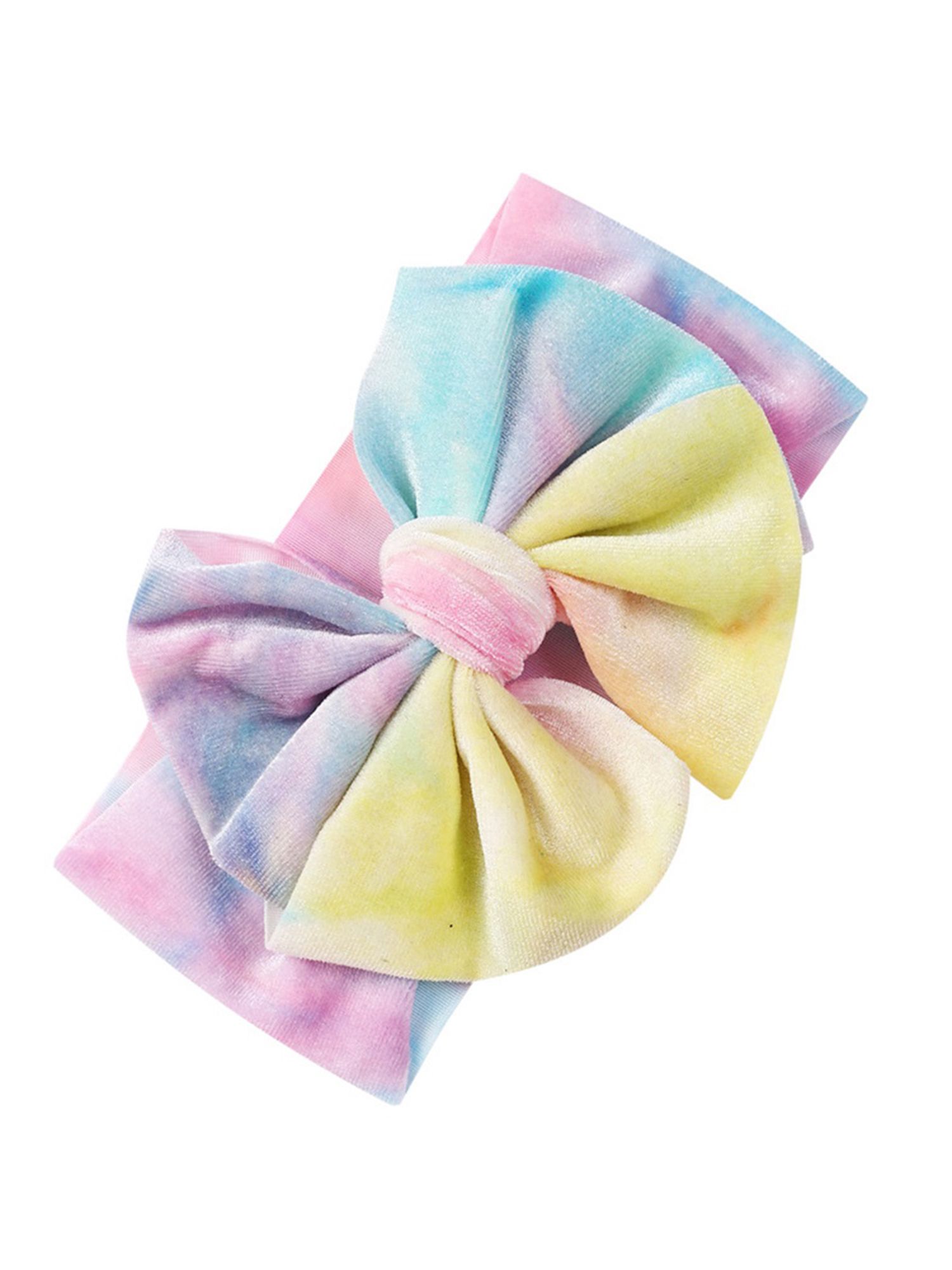 Baby Girl Velvet Headbands, Sweet Tie Dye Print Hairbands Infant Soft Knotted Headwraps