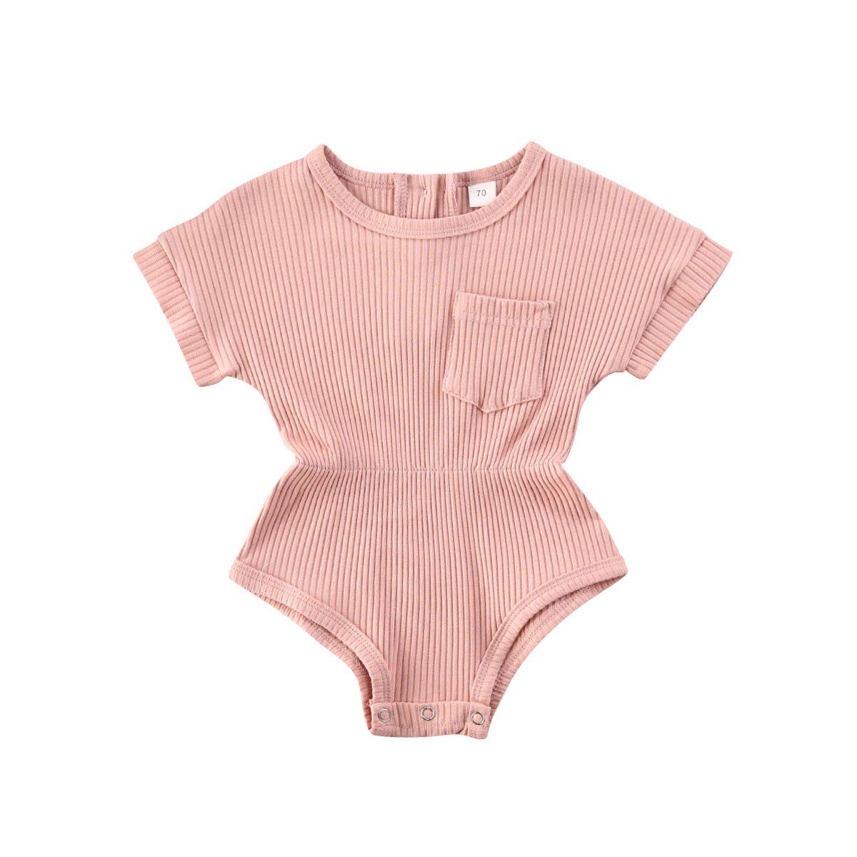 Infants Girls Romper Top Short Sleeve Stripes Elastic High Waist Crotch Buttons Clothes