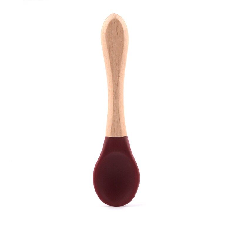 Silicone Tableware Dinner Set Feeding Baby Silicone Spoon Wood Learning Dishes Non-Slip Suction Bowl Children's Tableware