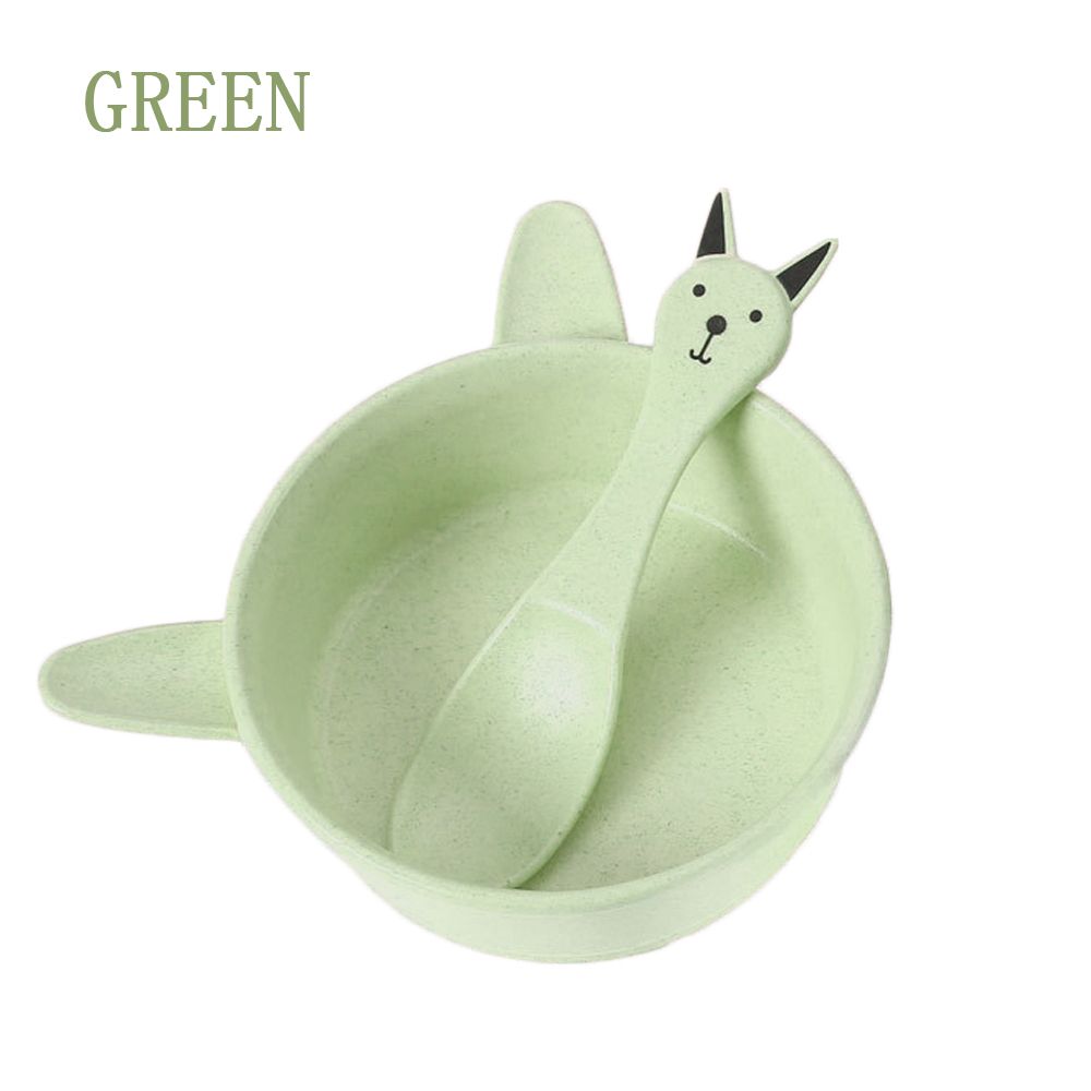 2pcs/set Toddler Eating Training Rabbit Bowl with Spoon Tableware Baby Feeding Dish Newborn Utensil