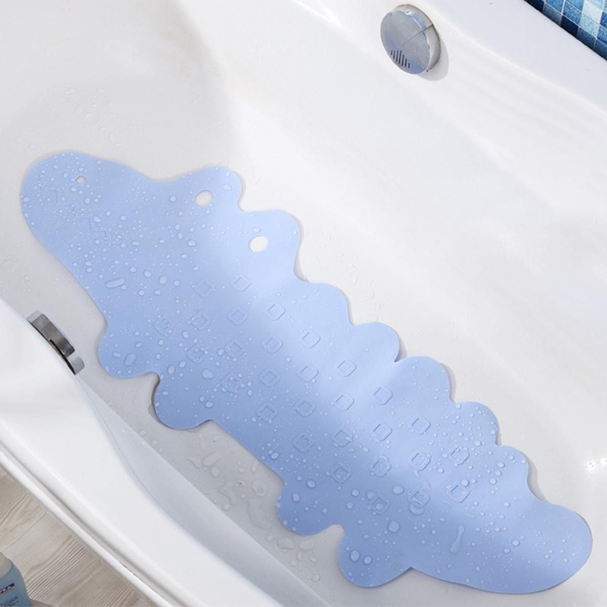 [95x34.5cm] Bathroom Non-Slip Long Bath Shower Tub Baby Mat Pad Strong Suction Grip Design Safe(Blue, Yellow, Pink, Green) - blue