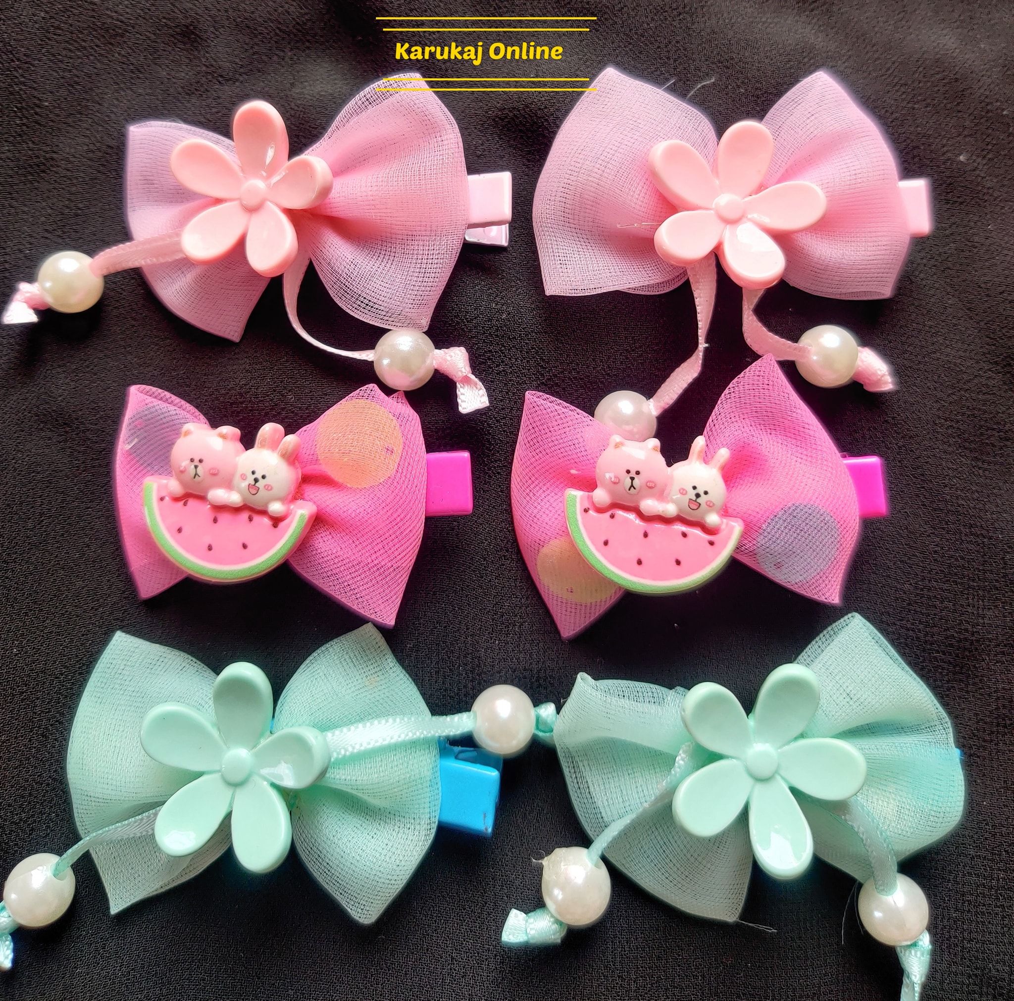 Six pcs flower net metal baby party clip