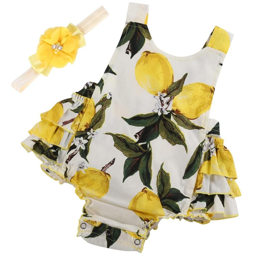 Photo Props Newborn Baby Girls Watermelon Clothes Kids Summer Cotton Sleeveless Ruffled Romper Jumpsuit Outfits Playsuit 0-24M
