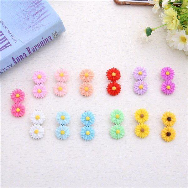 10PCS Cute Cartoon Daisy Acrylic Hair Clips Girls Hairpins BB Clips Barrettes Headbands for Womens Hairgrips Hair Accessories