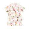 Newborn Baby Infant Flower Leaf Fruit Print Cotton Sleeveless Romper Jumpsuit