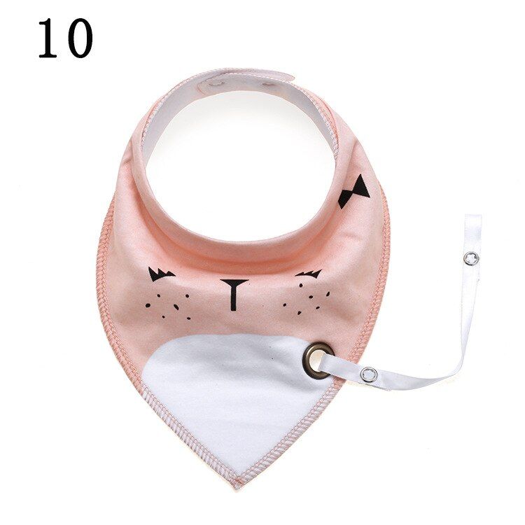 Baby Bibs Cotton Baby Feeding Apron Cute Baby Girls Boys Cartoon Feeding Scarf Bib Collar Bib Burp Cloth with Pacifier Chain