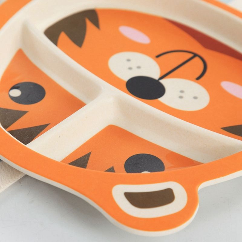 【BestGO】10Pcs Baby Dish Training Tableware Cartoon Food Dishes Kids Dinnerware with Bowl Cup Spoon Fork Plate Green & White