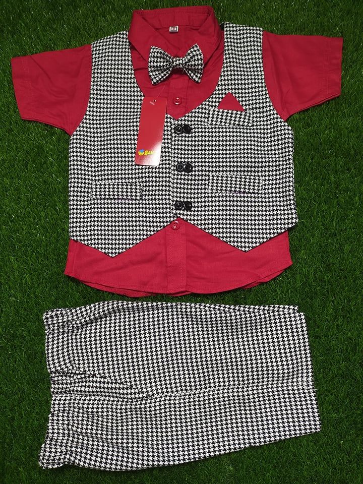 Dress For Baby Boy Half-Sleeve T-shirt Set with Koti and Pant (0-72) Months