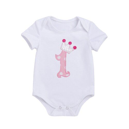 Baby Girls Cotton Rompers 1st Birthday Party Costumes Newborn Cotton Jumpsuit Infant Cartoon Appliques Pajamas Toddler Clothes