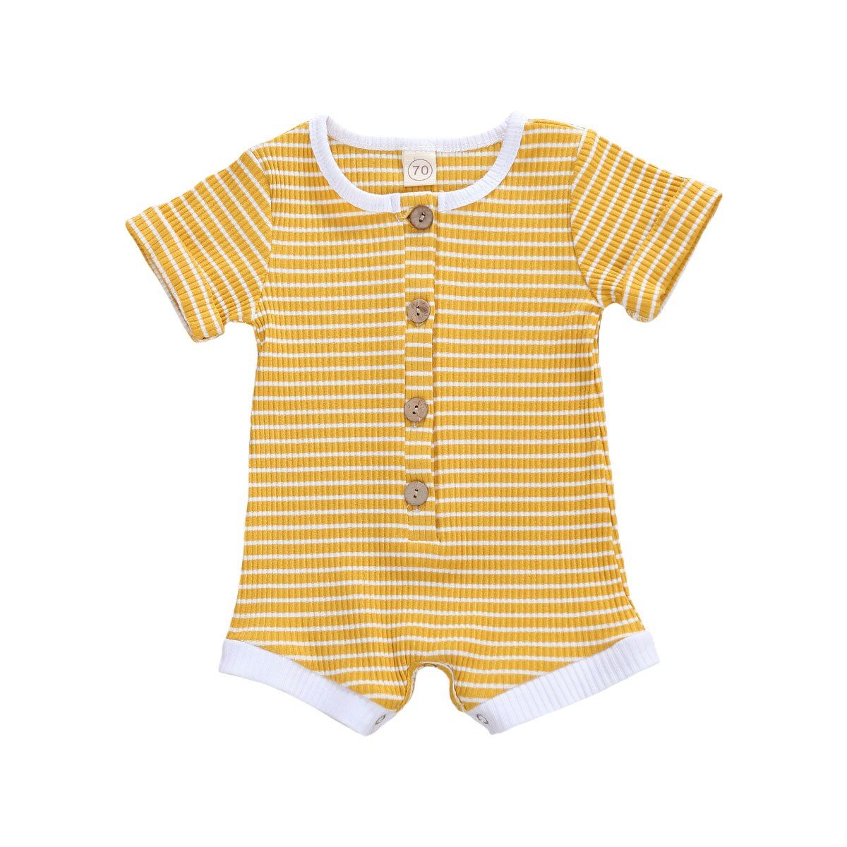 2020 Baby Summer Clothing Baby Girl One Piece Romper Casual Short Sleeve Striped Ribbed Knitted Jumpsuit Overalls Clothes 0-18 M