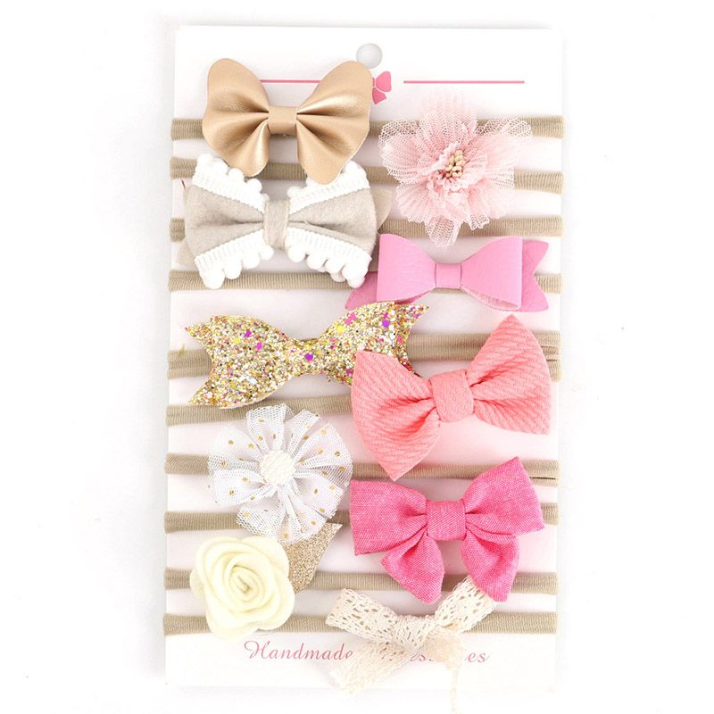 10 Pcs/Set Cute Bows Newborn Baby Headband Flower Elastic Baby Girl Headbands Hair Band Princess Baby Girls Hair Accessories