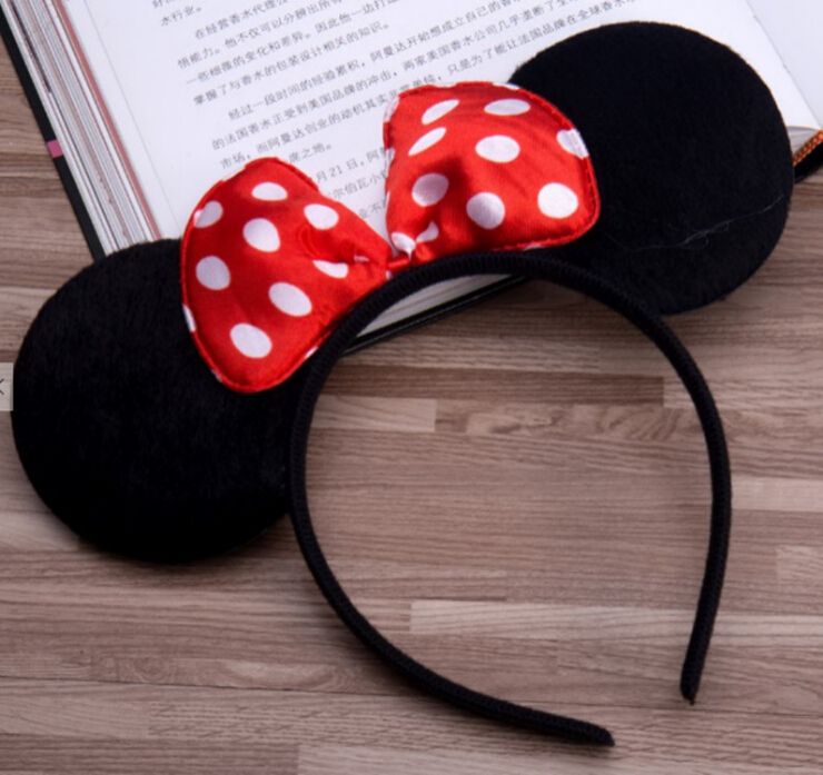 Kids Girls Mouse Ear Headband Wave Point Bowknot Cartoon Hairpin Princess Birthday Party Cute Hair Accessory