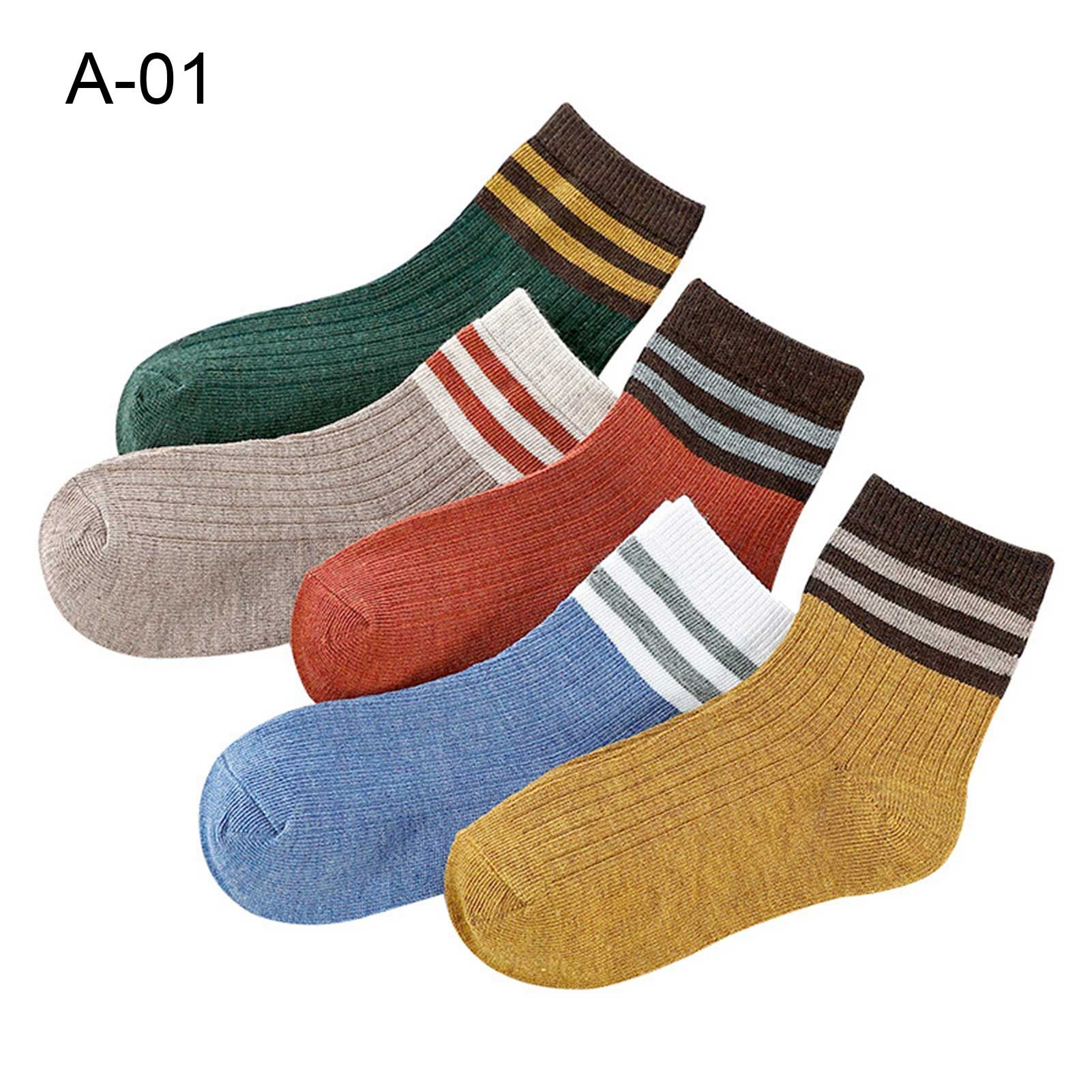 5Pairs Children Autumn Winter Middle Tube Cartoon Boys Girls Baby Floor Socks