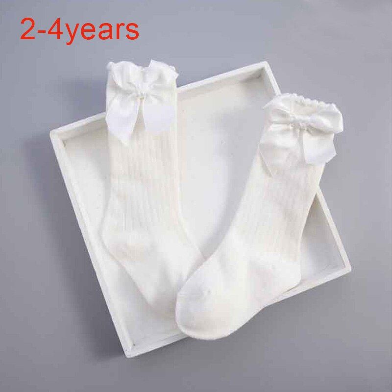 0-4Y Spring summer Baby Socks Solid color Baby Girl Knee High Socks with Bow Cute Long Tube Kids Booties Vertical Striped Sokken