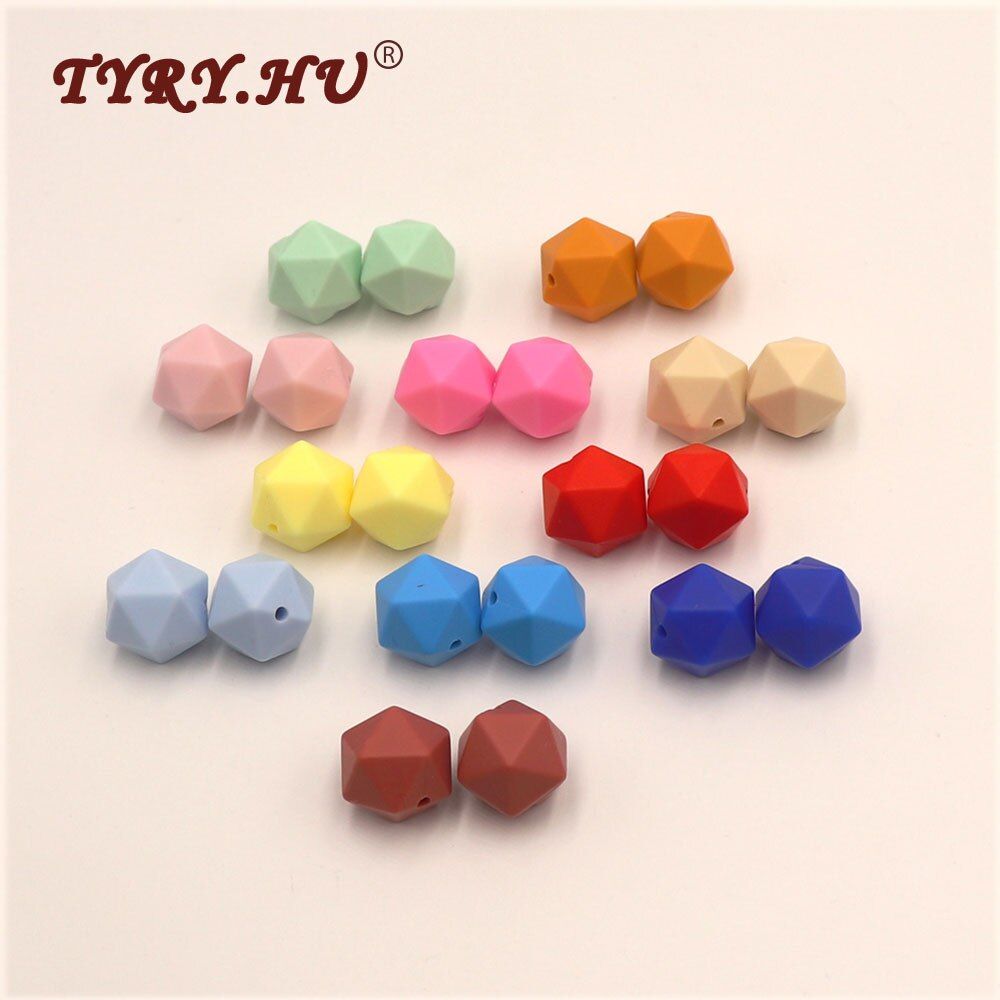 TYRY.HU 30pcs Baby Pacifier Clips Silicone Bead Icosahedron DIY Silicon Teether For Babies Chewing Beads Nursing Toys Mordedor