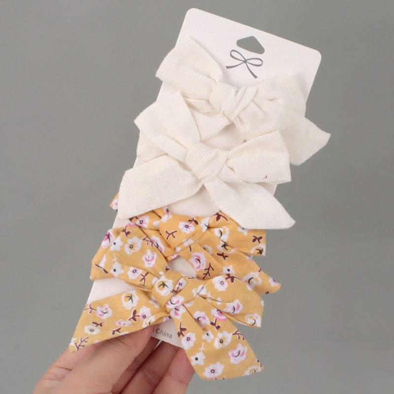 4 Pcs/Set Leopard Baby Hairclips Flower Bows Kids Hairpins Gold Velvet Children Barrettes Headwear Hair Accessories