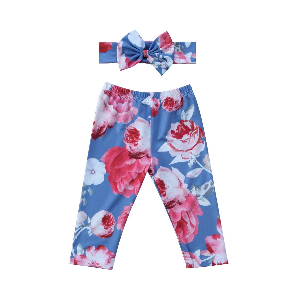 Kids Baby Girls  clothes Bottoms Floral baby Girl Leggings Trousers +Headband Outfit