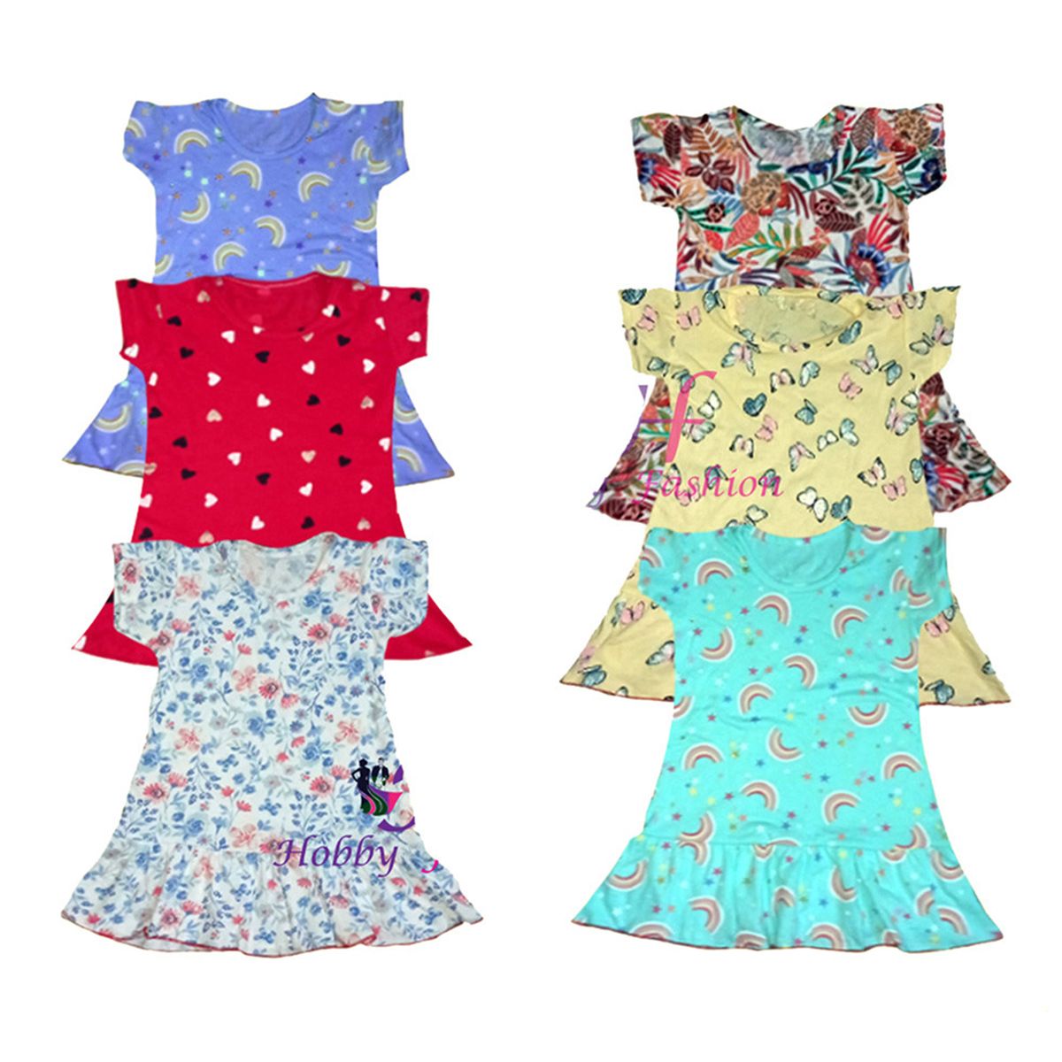 6 Pieces Multicolor Girls Frock By Any color