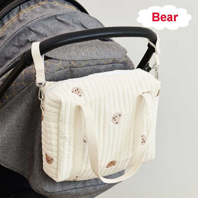 32x25cm Embroidery Quilted Mummy Bag Baby Stroller Bag Single Shoulder Diaper Bag Middle Oversize Newborn Outing Bags