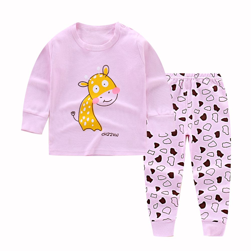 2pcs/set Little Kids Pajamas  Set Long Sleeve Tops Pants Sleepwear Outfits Casual Clothing