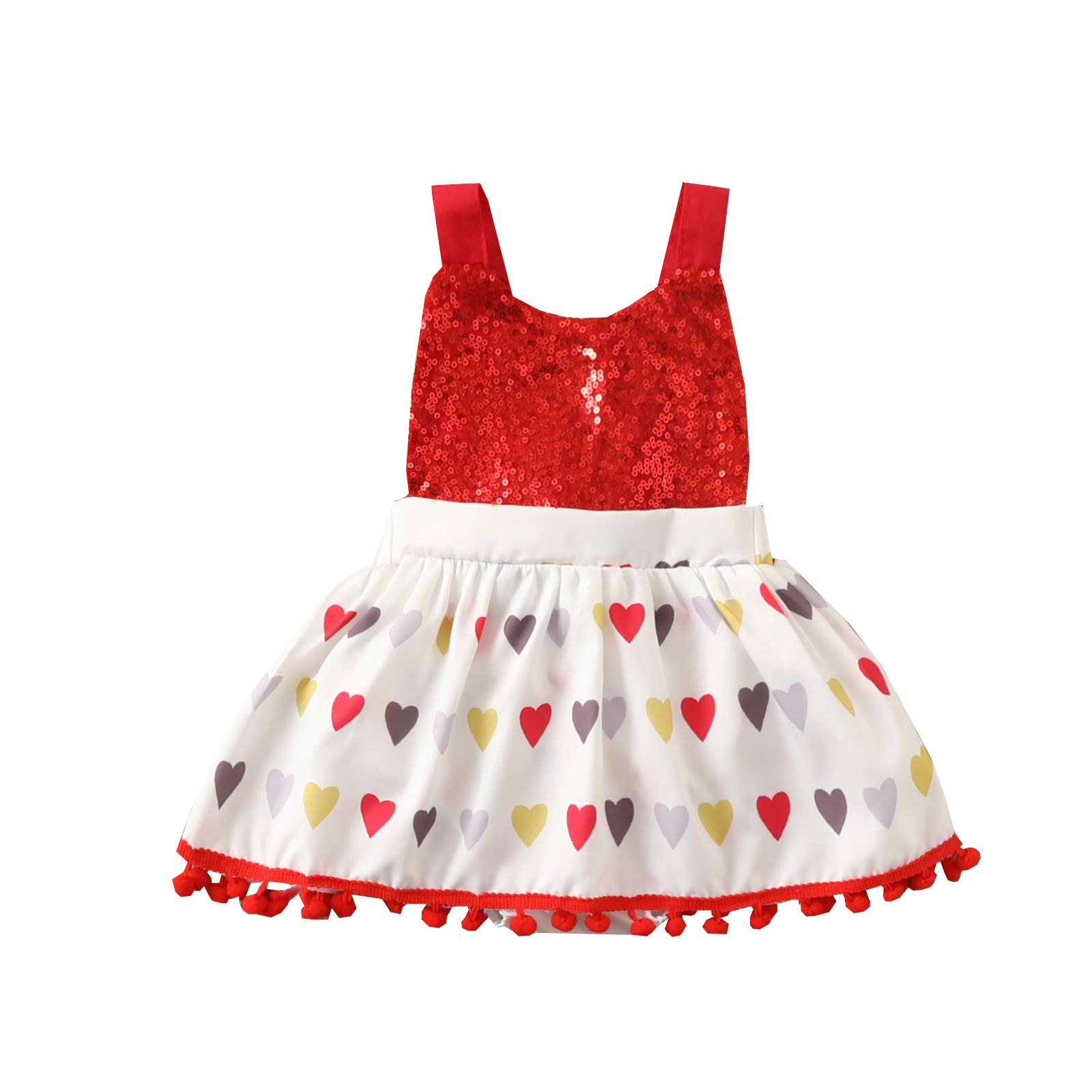Infant Baby Sleeveless Patchwork Jumpsuit, Sequins Decoration Linked Skirt Bodysuit, Short One-Piece Clothes